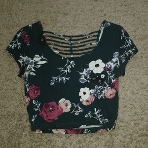 Green Floral Crop Top
